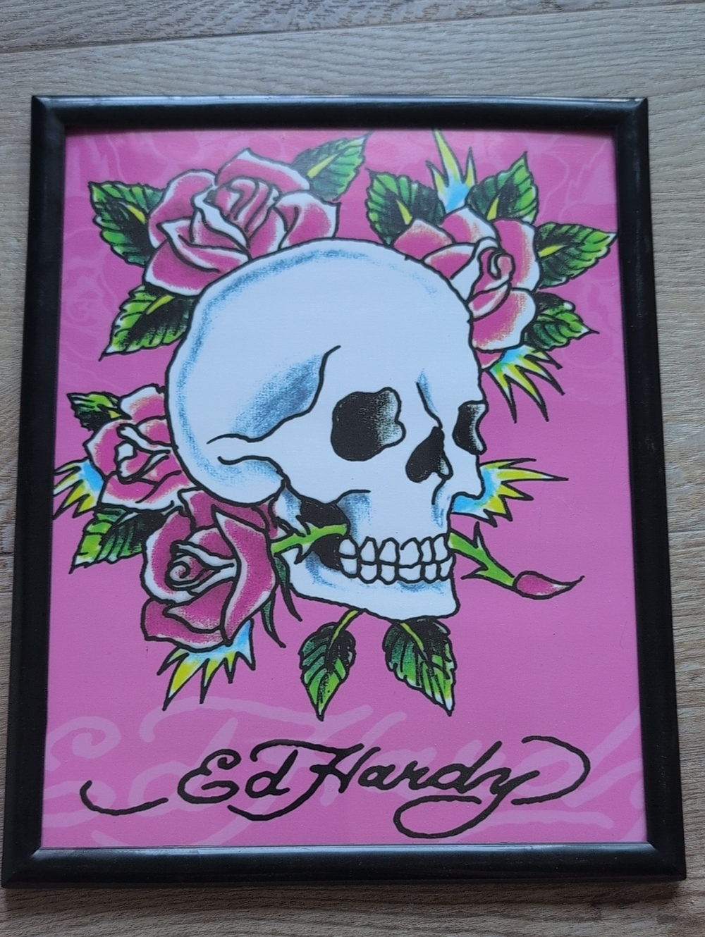 Ed Hardy Pink Skull with Rose Tattoo Artwork